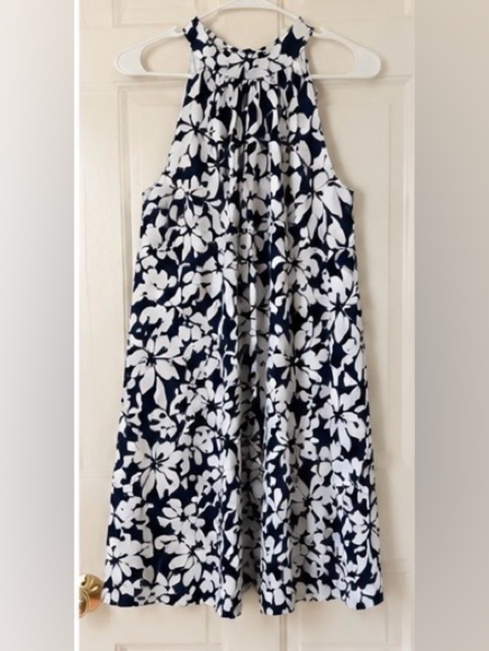 J.Crew Reimagined Navy & White Floral Halter Dress | Size 4 | Pockets